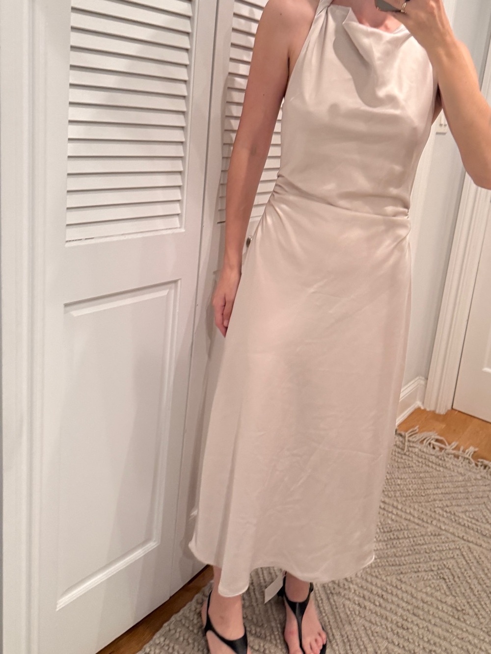 Zara Taupe Halter Cowl Midi Dress